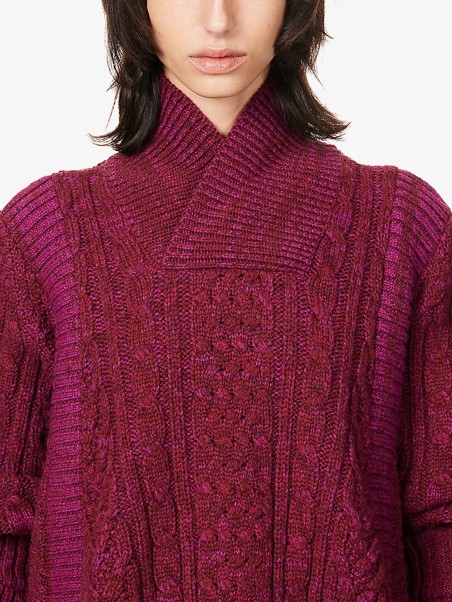 High-neck cable-knit relaxed-fit wool jumper - 5