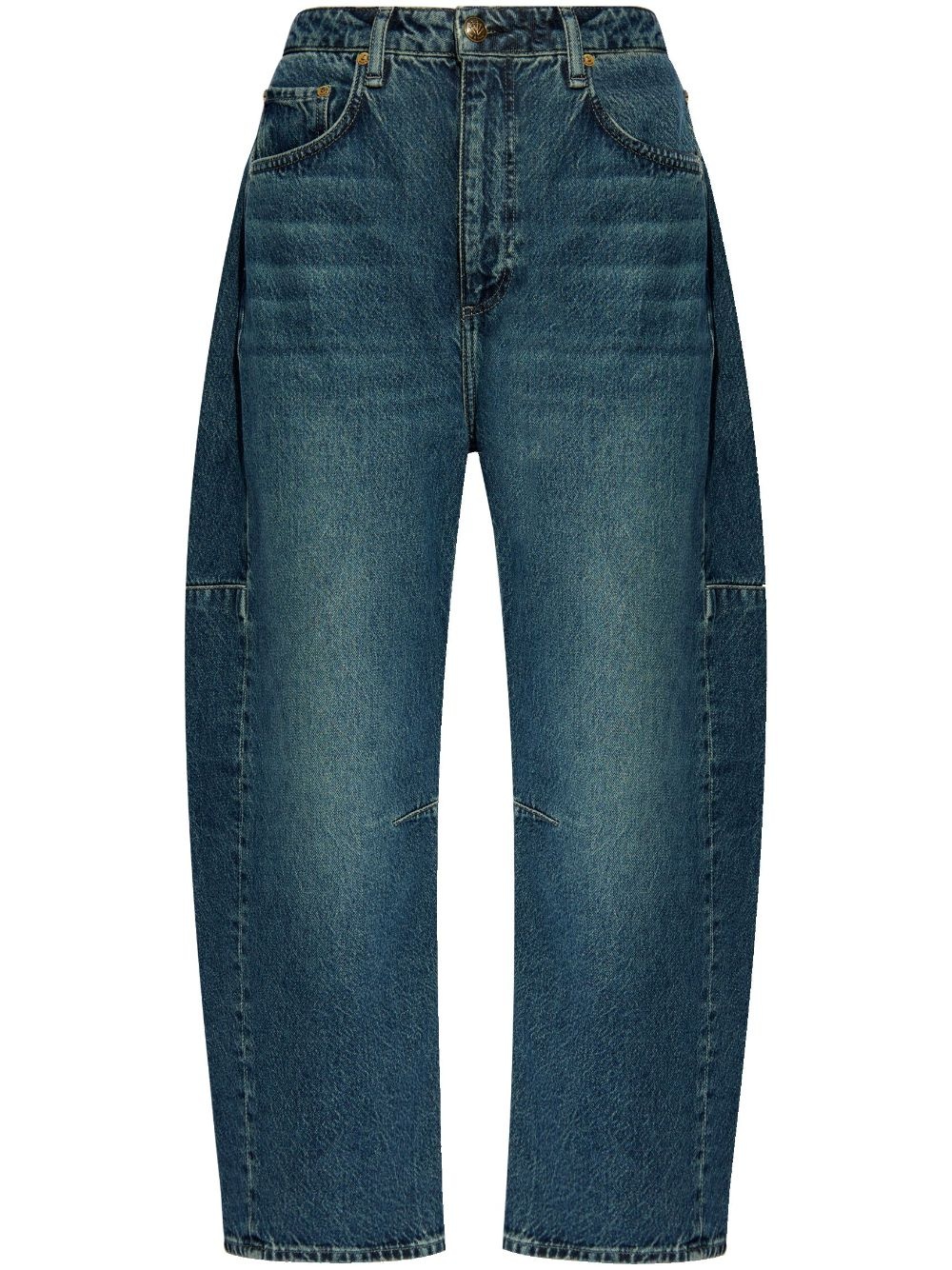 high-rise cropped cotton jeans - 1