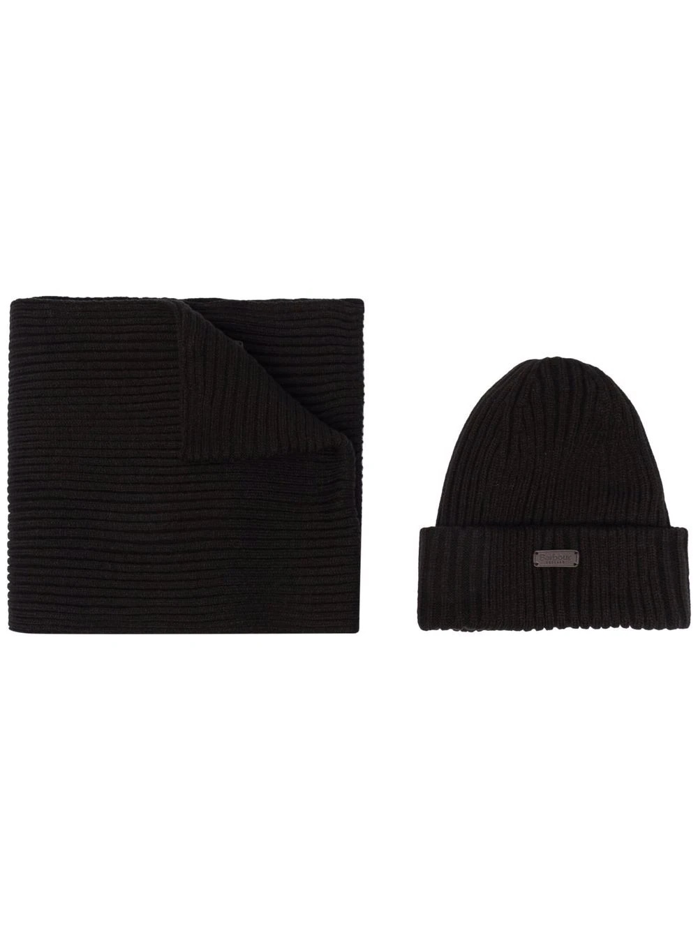 ribbed knit scarf and beanie - 1