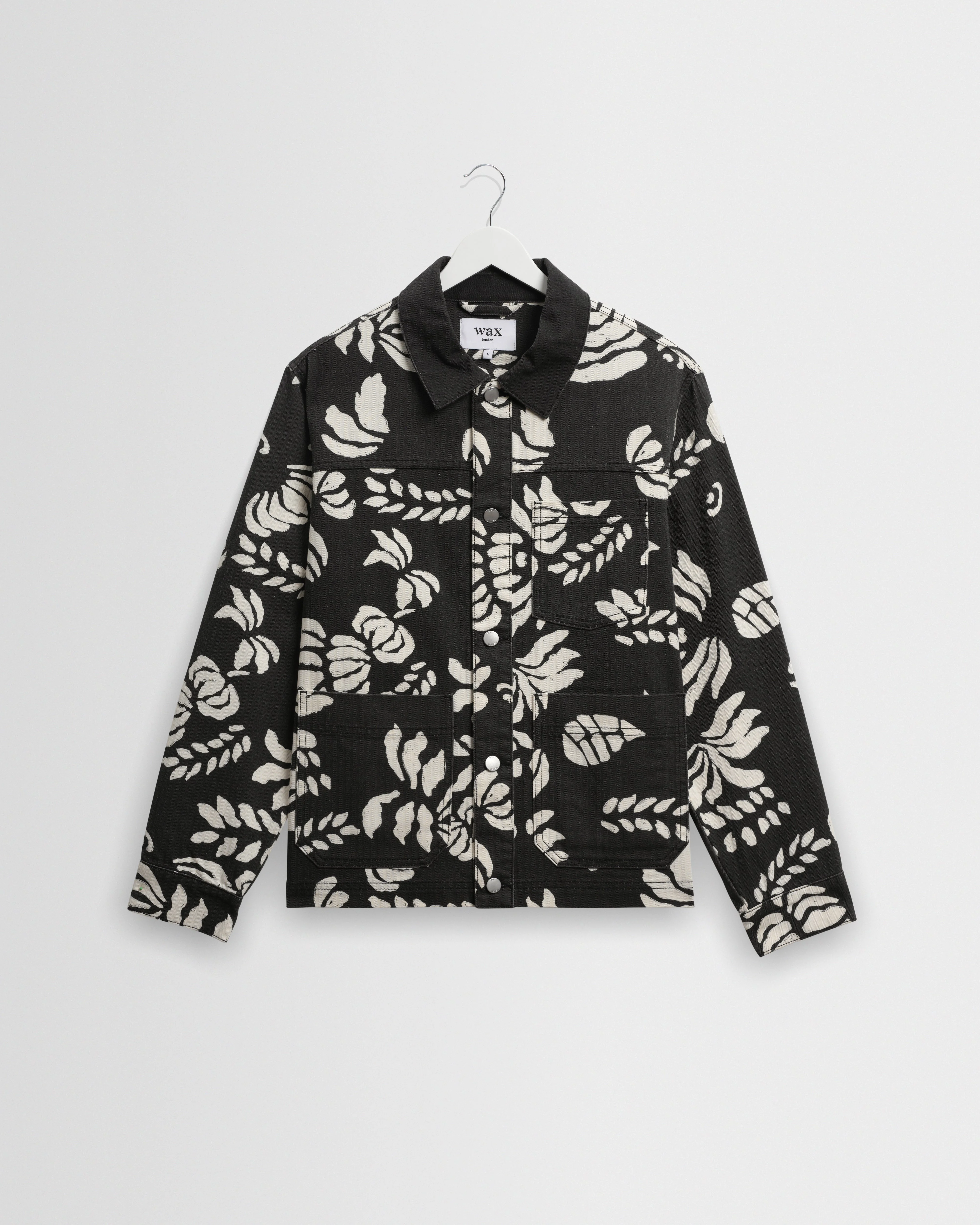 Jay - Black And Ecru Printed Cotton Chore Jacket - 1