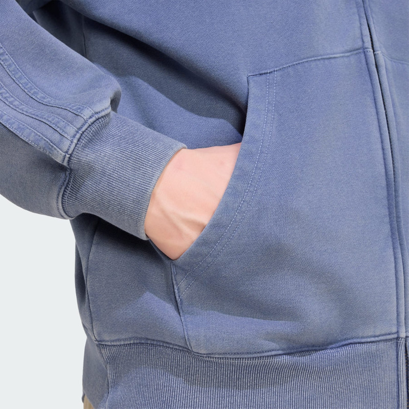 TREFOIL ESSENTIALS WASHED FULL ZIP LOOSE HOODIE 6