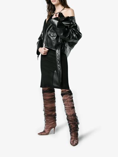 Off-White C/O Jimmy Choo Black Elisabeth 100 Tulle Wrapped Satin Boots outlook