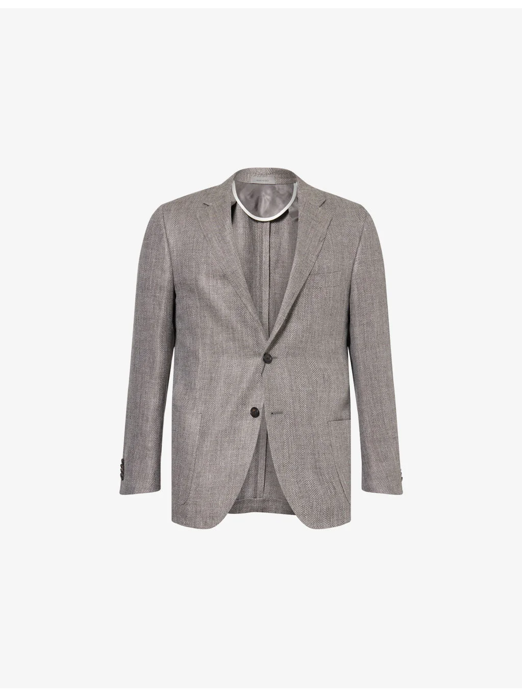 Herringbone Notch-Lapel Linen-And-Wool Jacket - 1