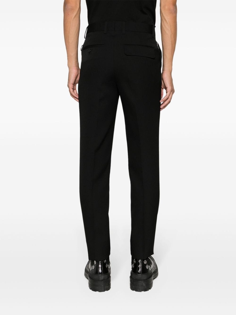 slim-cut wool trousers - 4