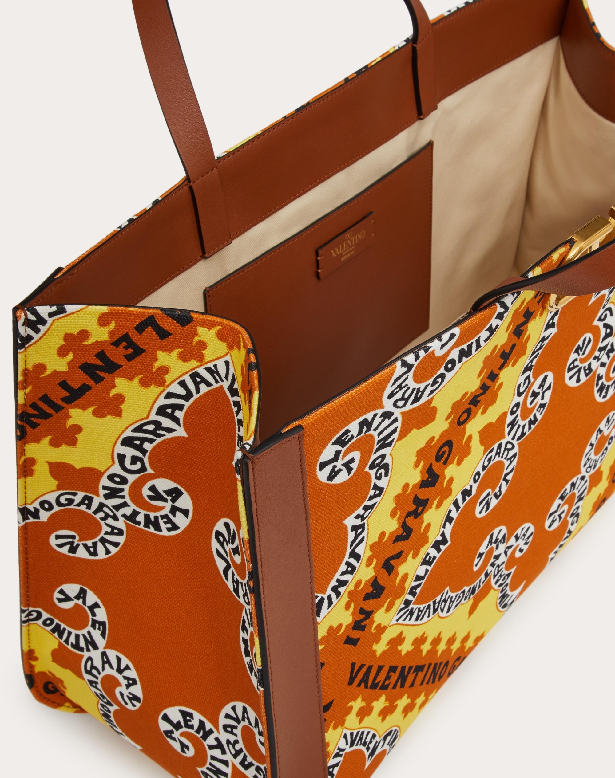 VLOGO SIGNATURE CANVAS HANDBAG WITH MINI BANDANA PRINT - 4