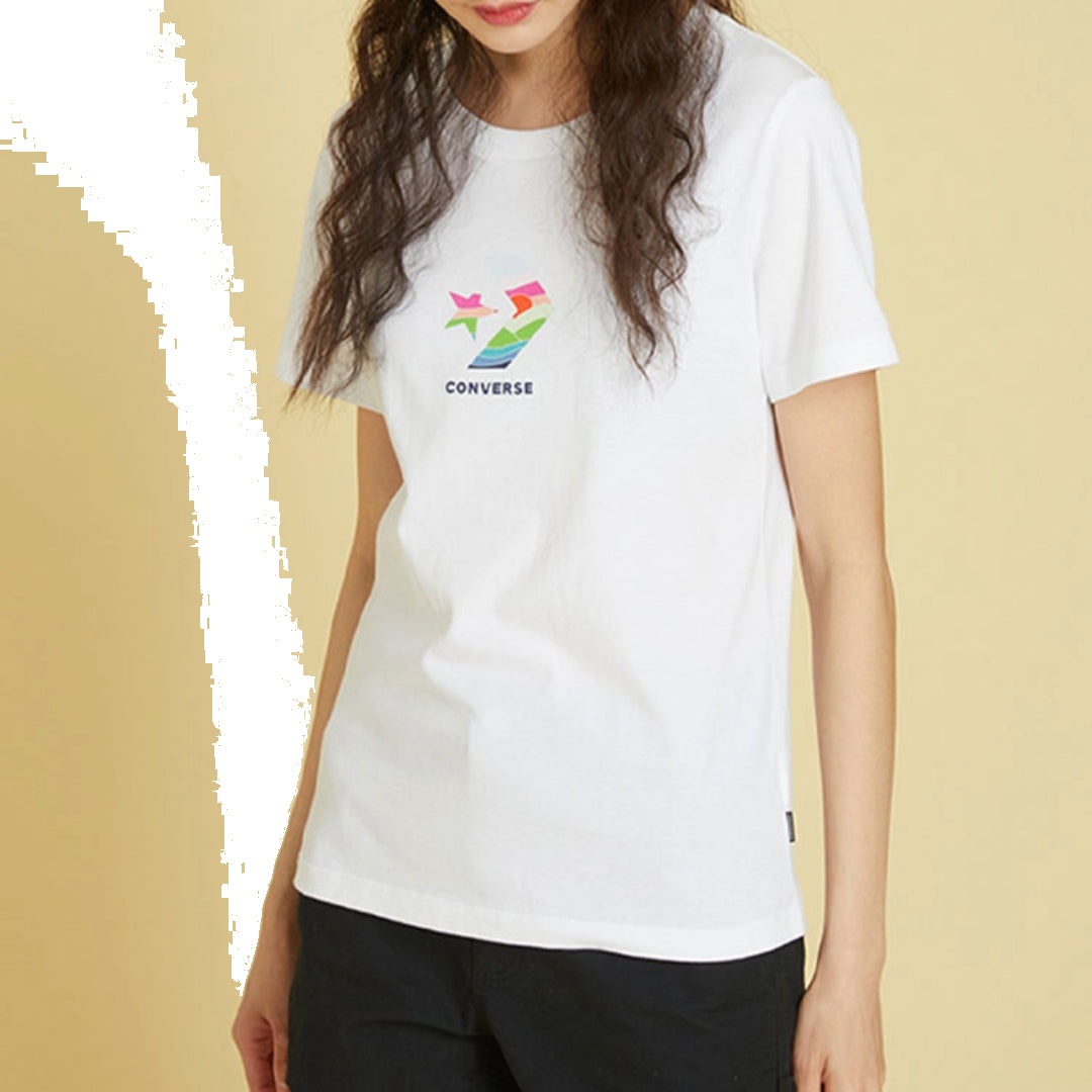 (WMNS) Converse Sun Fill Star Chevron Classic T-Shirt 'White' 10022179-A01 - 3