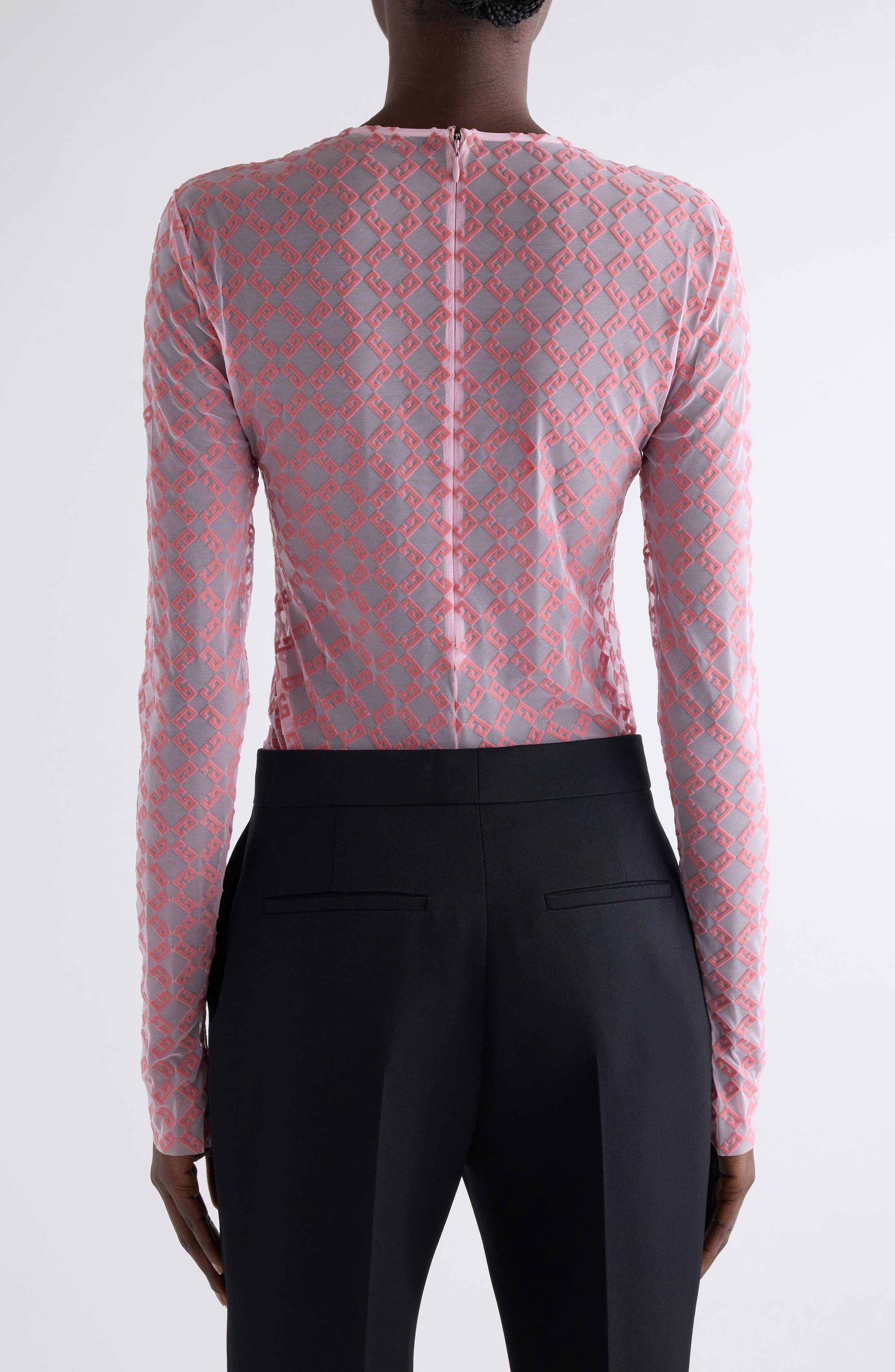 Givenchy Monogram 72 Mesh Fitted Bodysuit in Skin Rose at Nordstrom - 2