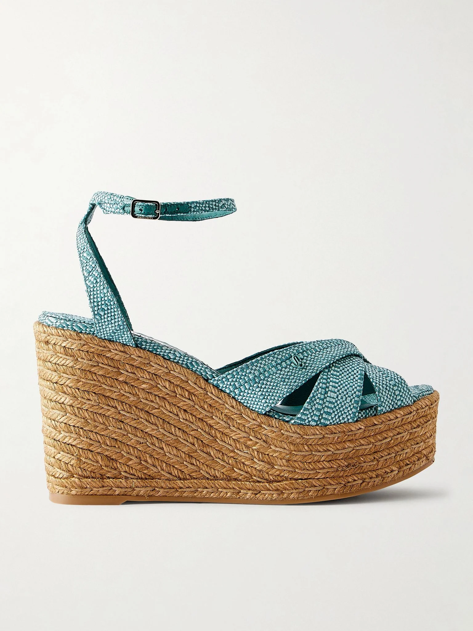 Korra 100 raffia platform wedge sandals Blue - 1