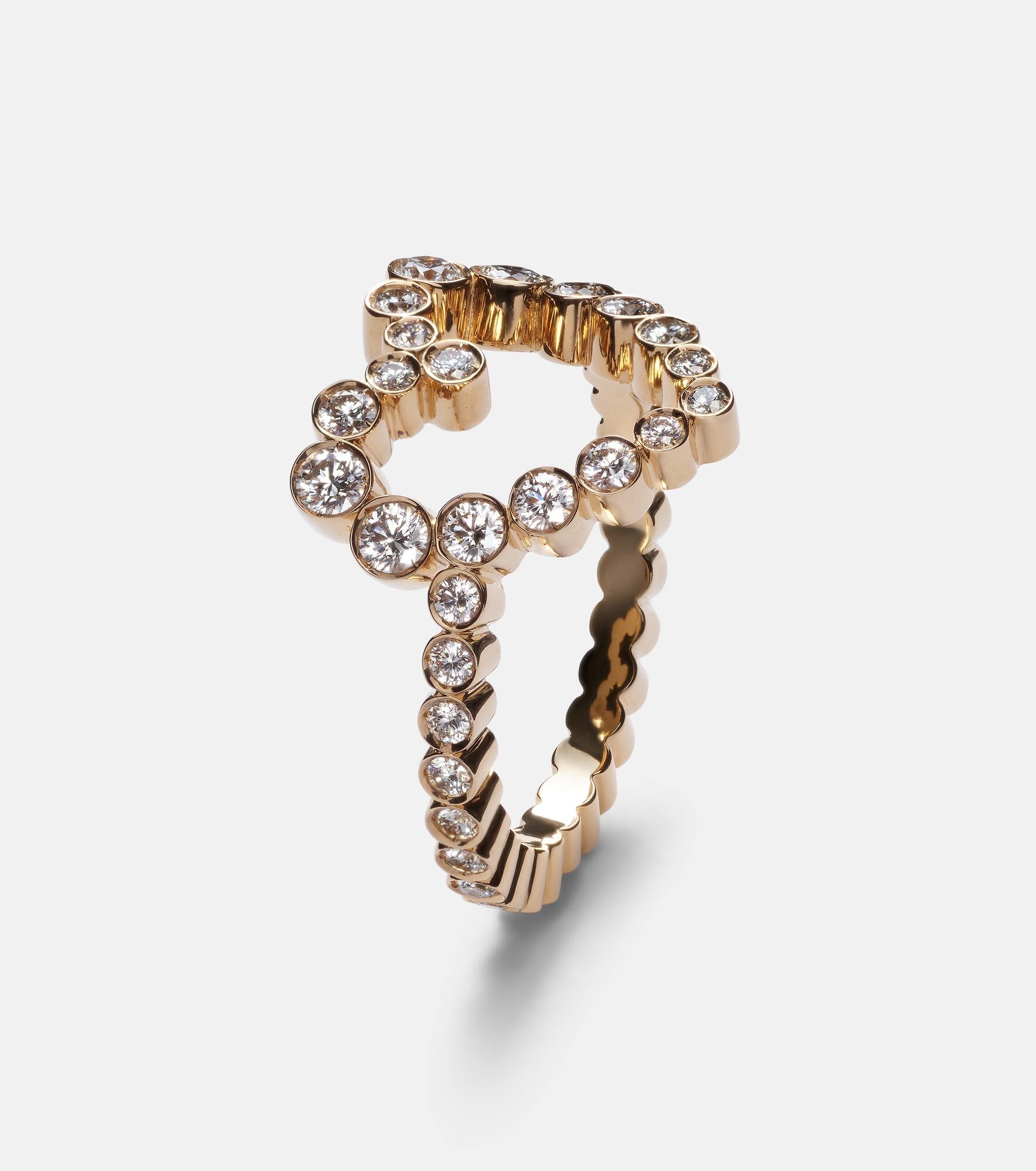 Ensemble Coeur 18kt gold ring with diamonds - 4