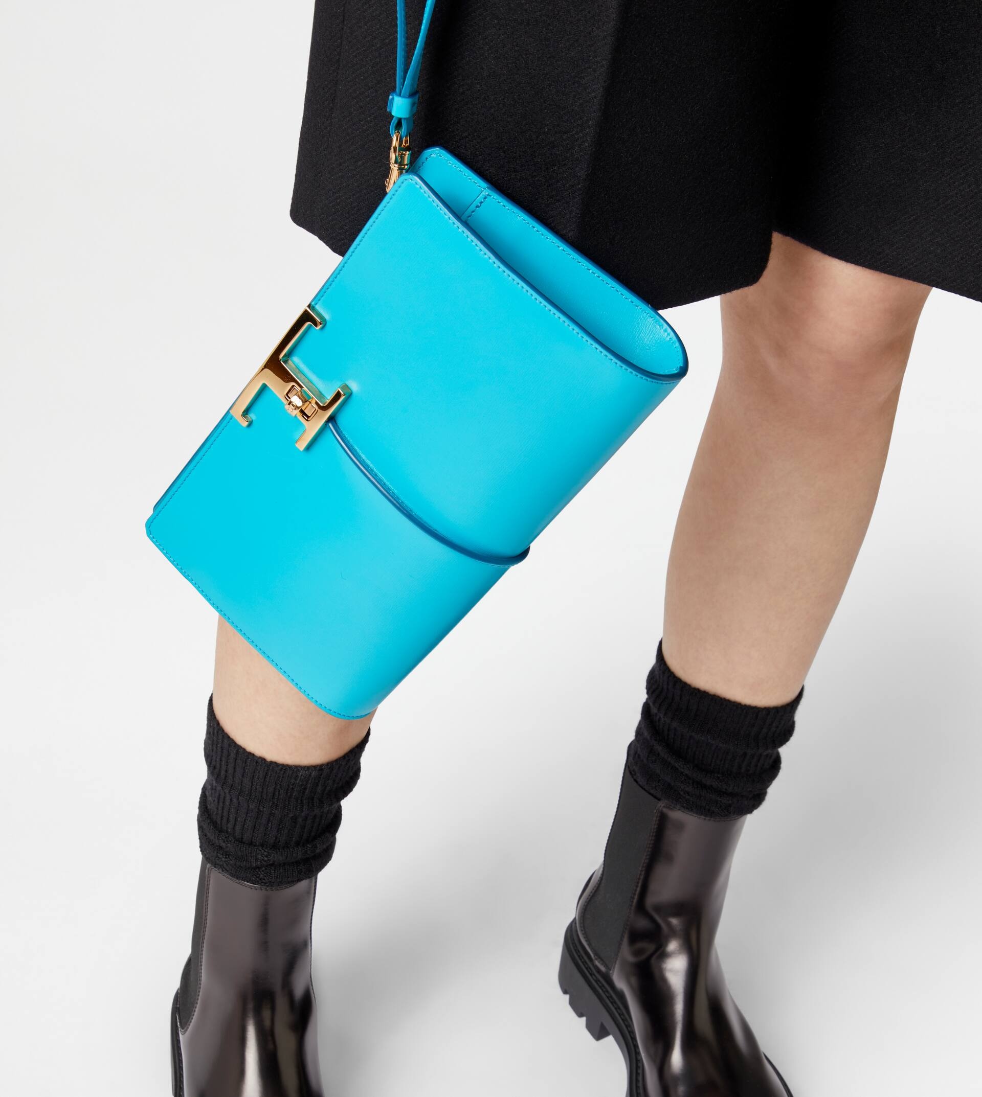 TIMELESS CLUTCH BAG IN LEATHER SMALL - LIGHT BLUE - 2