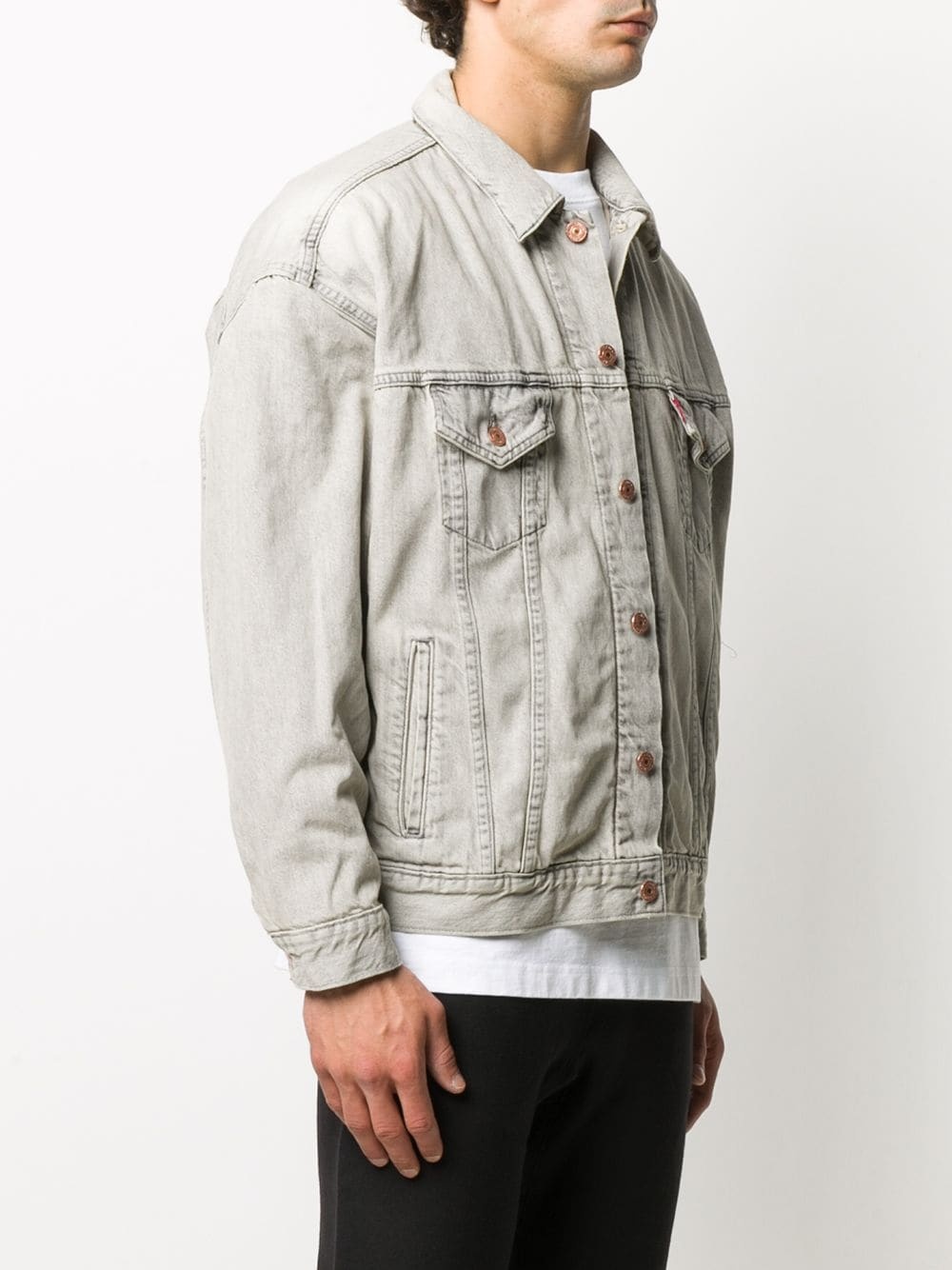 rear embroidery denim jacket - 3