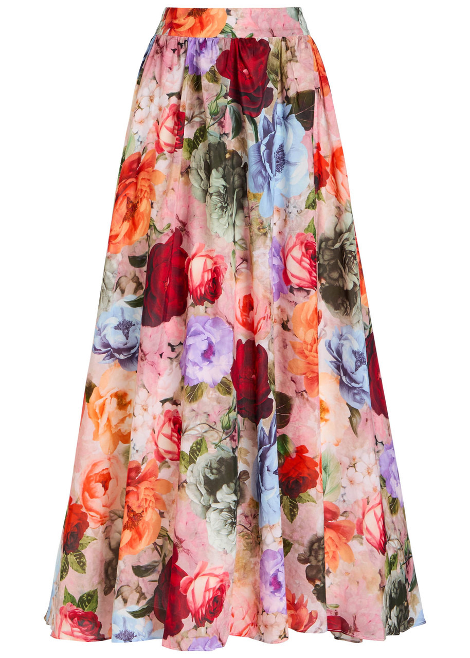 Alice + Olivia Nilda Floral Cotton-blend Maxi Skirt - 1