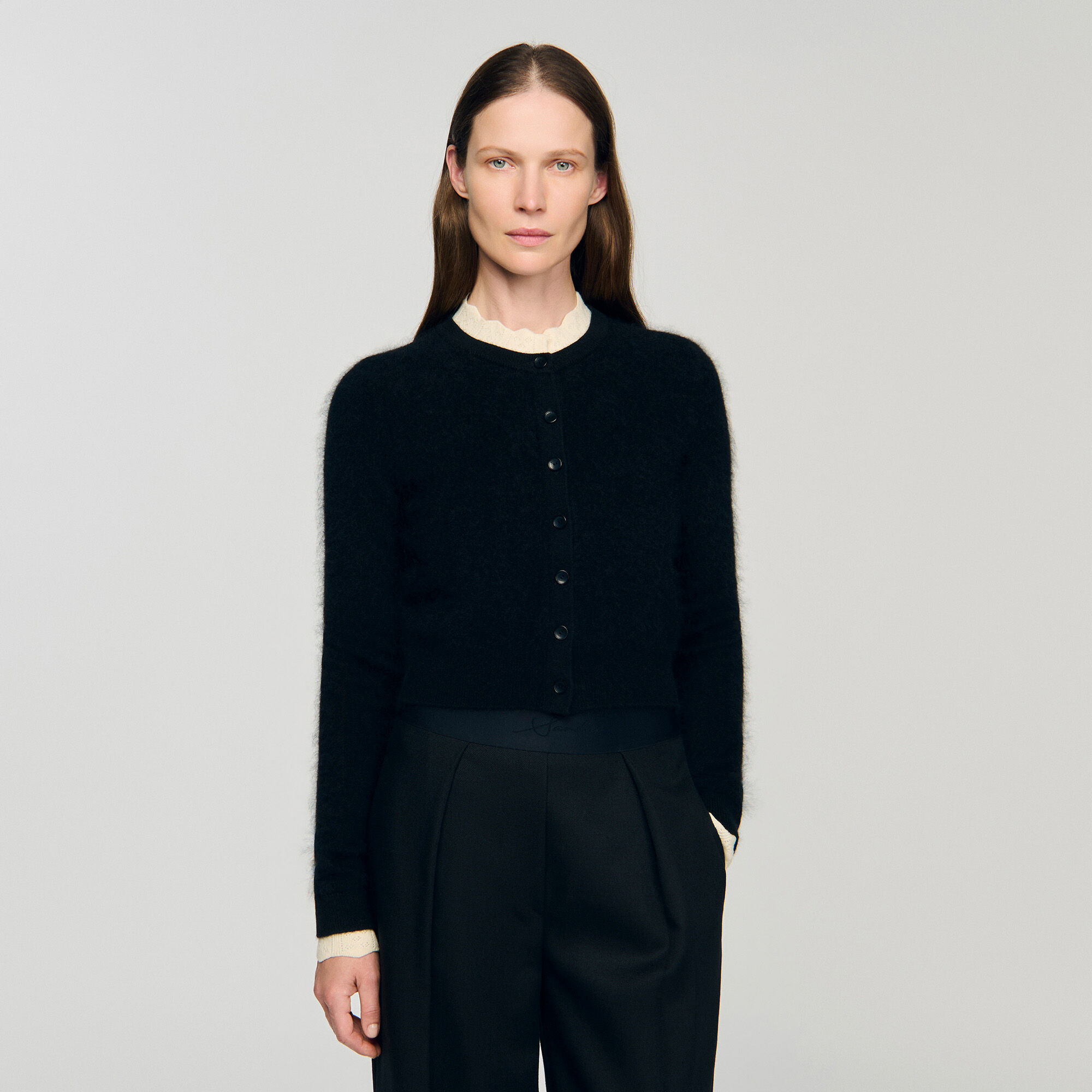 POINTELLE COLLAR CARDIGAN - 4