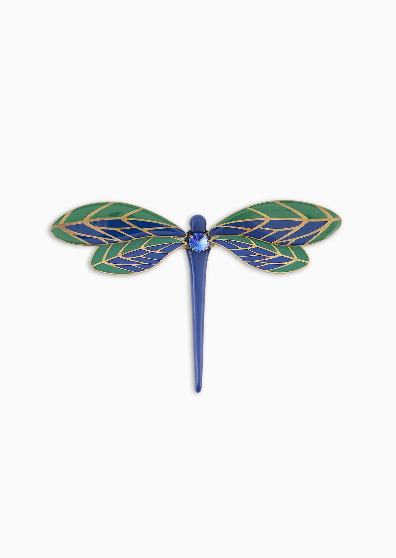 Dragonfly-shaped enamelled brooch - 1