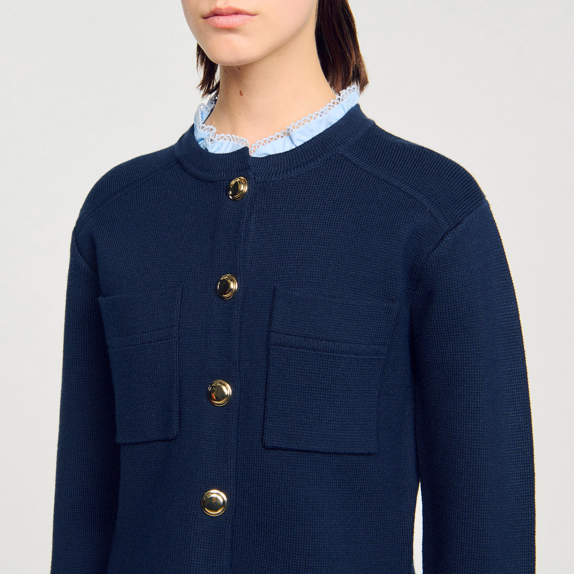 CARDIGAN WITH RUFFLE COLLAR - 3