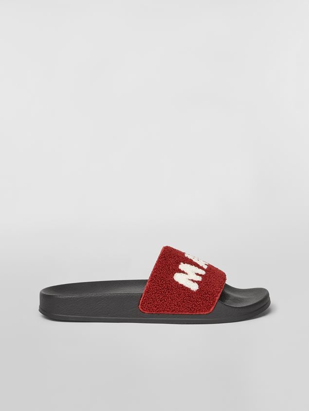 RUBBER SANDAL WITH WHITE AND RED TERRY-CLOTH BAND - 1