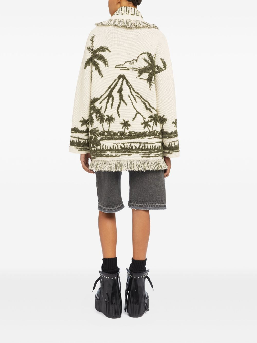 palm-tree fringe cardigan - 4