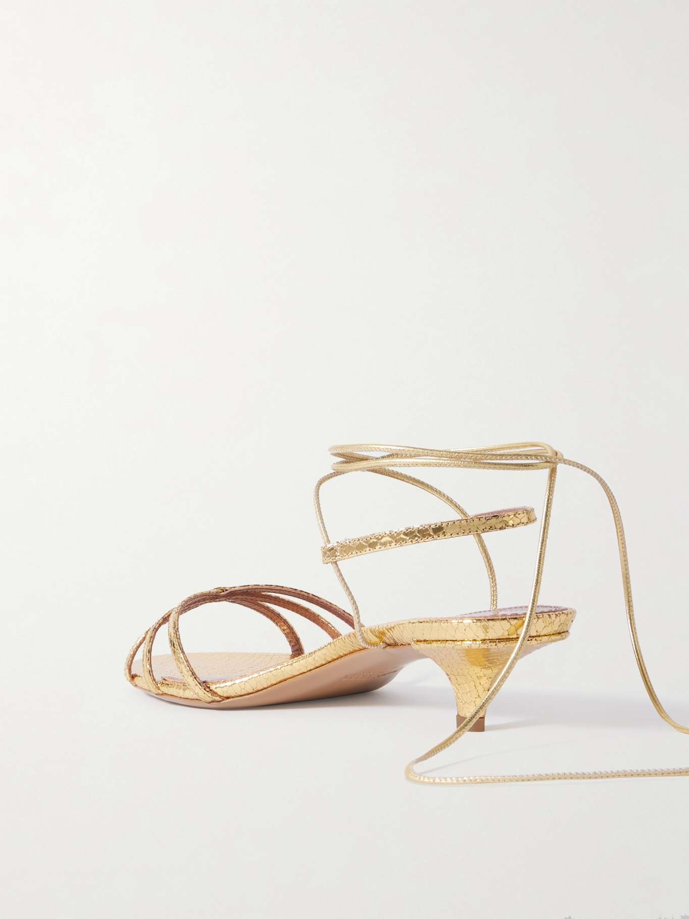 Linda metallic snake-effect leather sandals Gold - 3