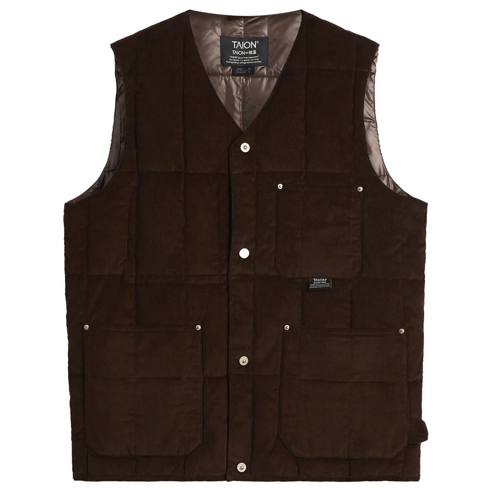 Taion Work V-Neck Button Down Vest - 1
