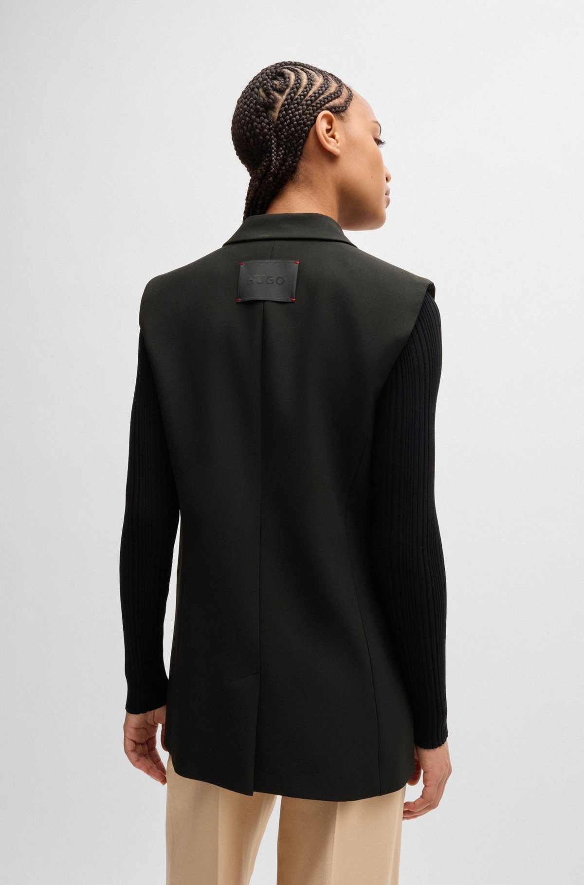 REGULAR-FIT SLEEVELESS JACKET WITH DOUBLE-BREASTED FRONT - 4