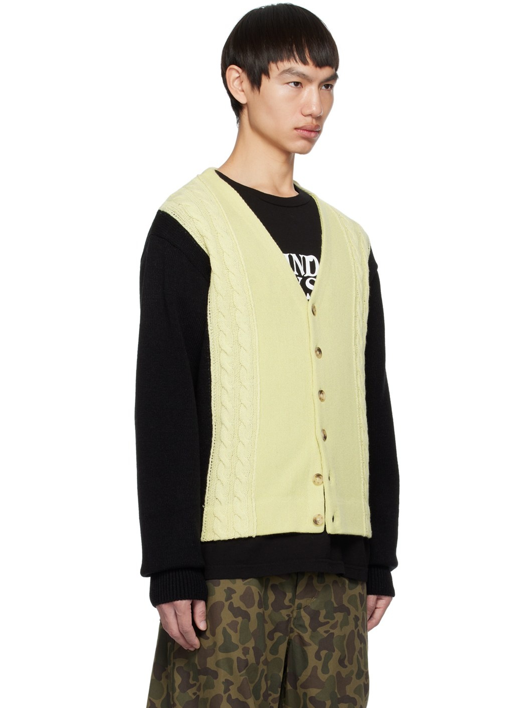 Off-White & Black Contrast Cardigan - 2