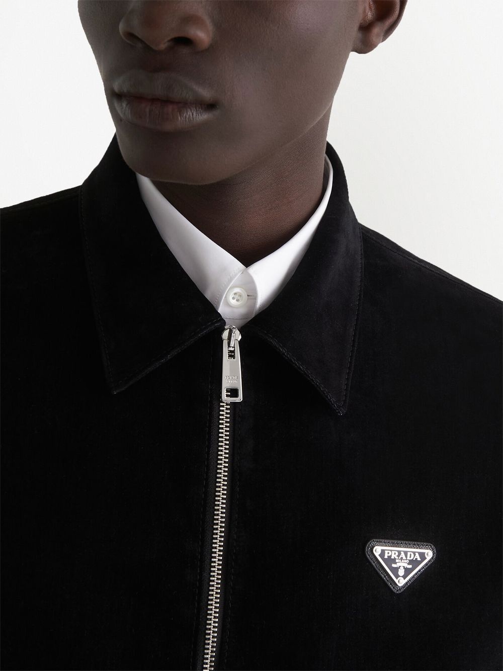 logo plaque velvet bomber jacket - 6