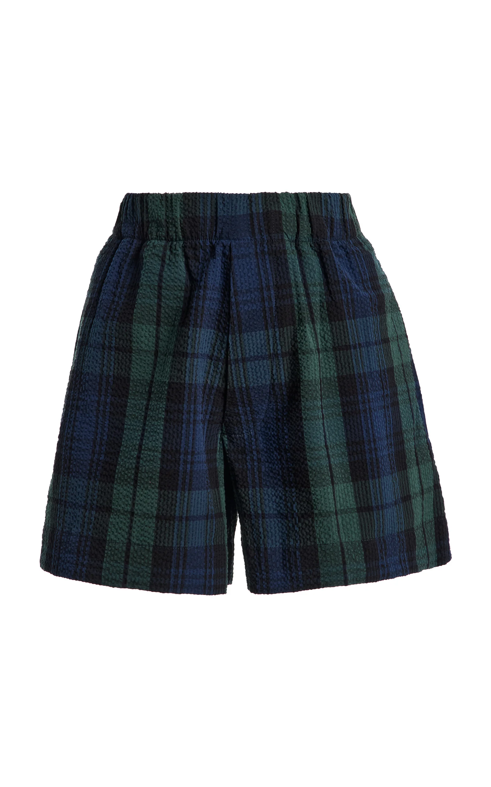 Elasticated Plaid Cotton Shorts - 1