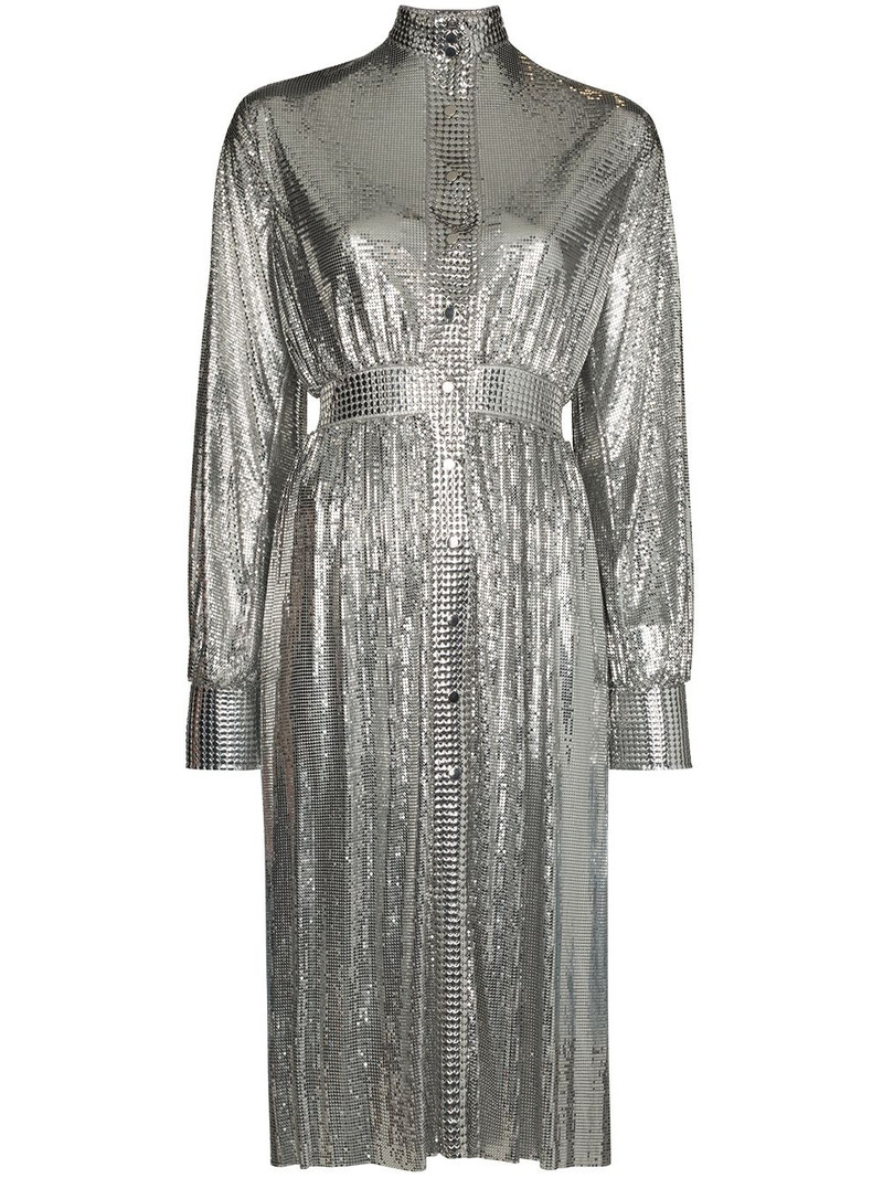 high neck sequin mesh dress 1