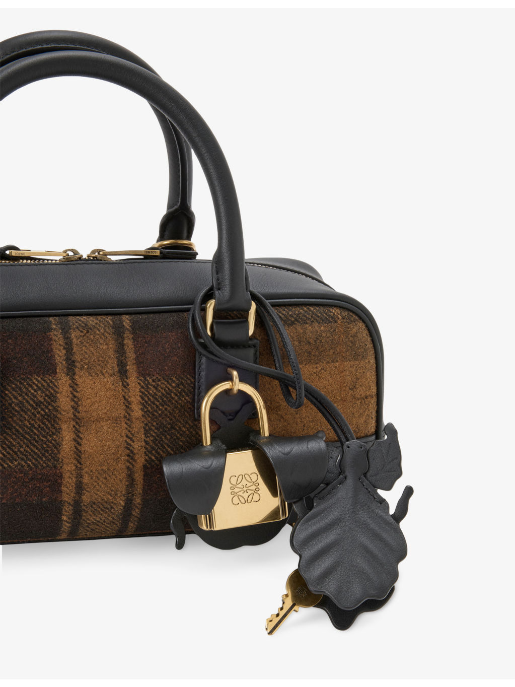 Amazona 23 Tartan Cropped Leather And Fabric Shoulder Bag - 4