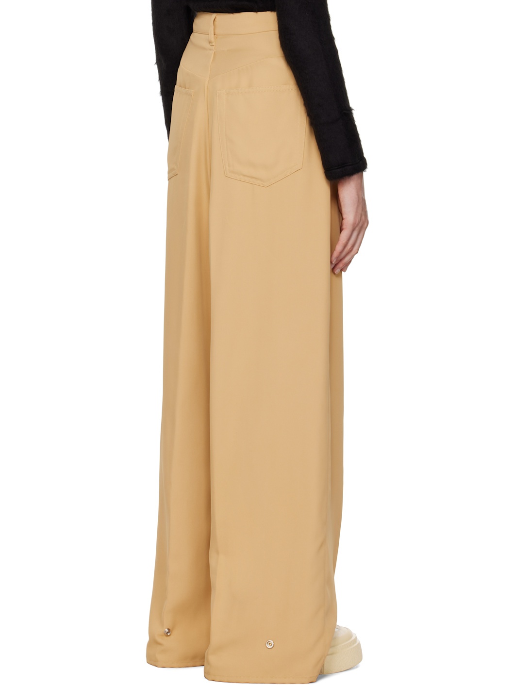 Yellow Fluid Viscose Twill 5 Pocket Trousers - 3