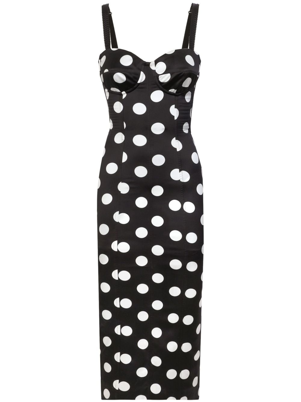 polka dot-print satin dress - 1