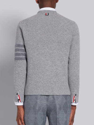 Thom Browne Light Grey Overwashed Wool Cashmere Variegated Cardigan Stitch Tonal 4-Bar V-neck Cardigan outlook