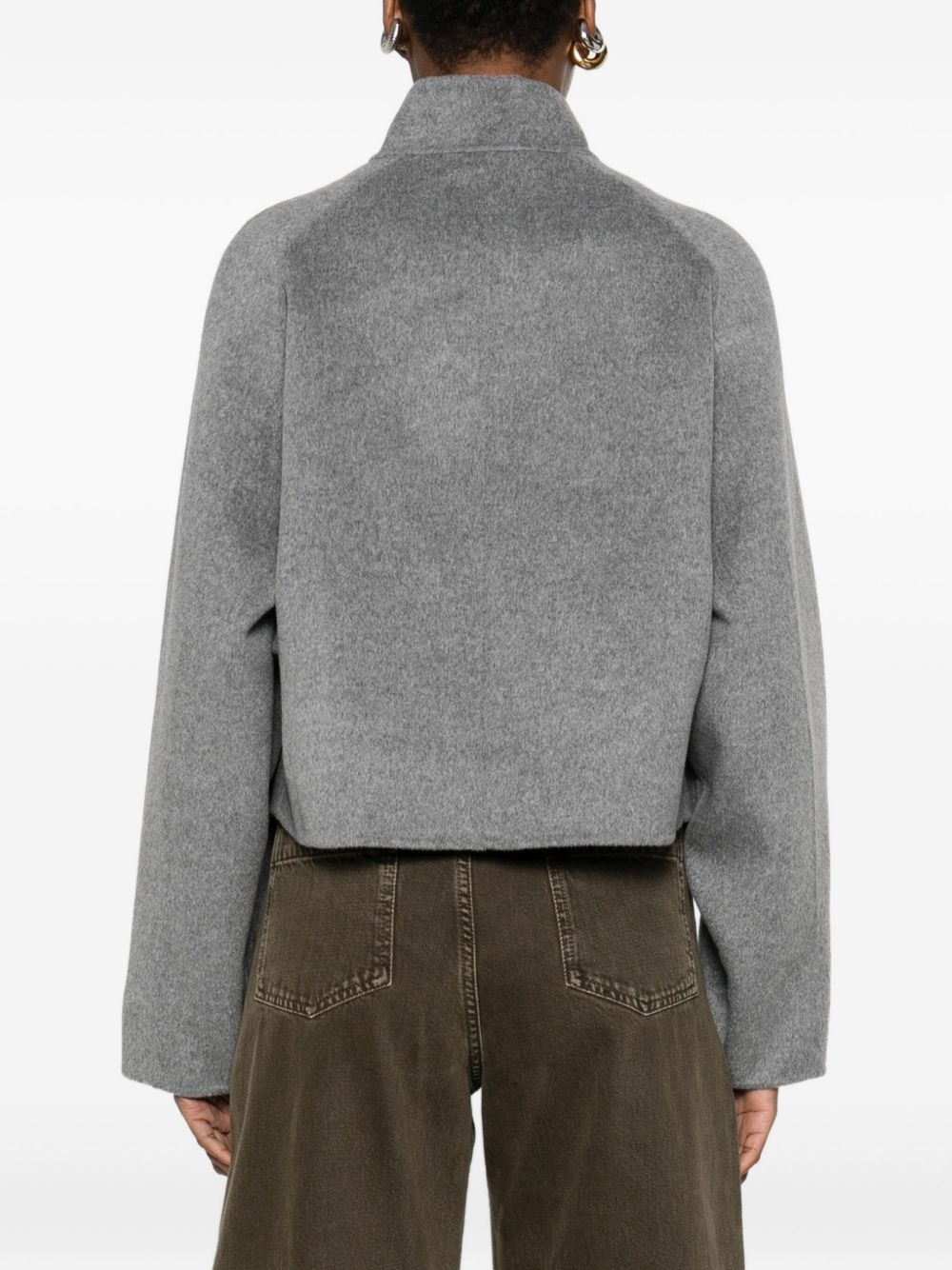 high-neck button-fastening jacket - 4