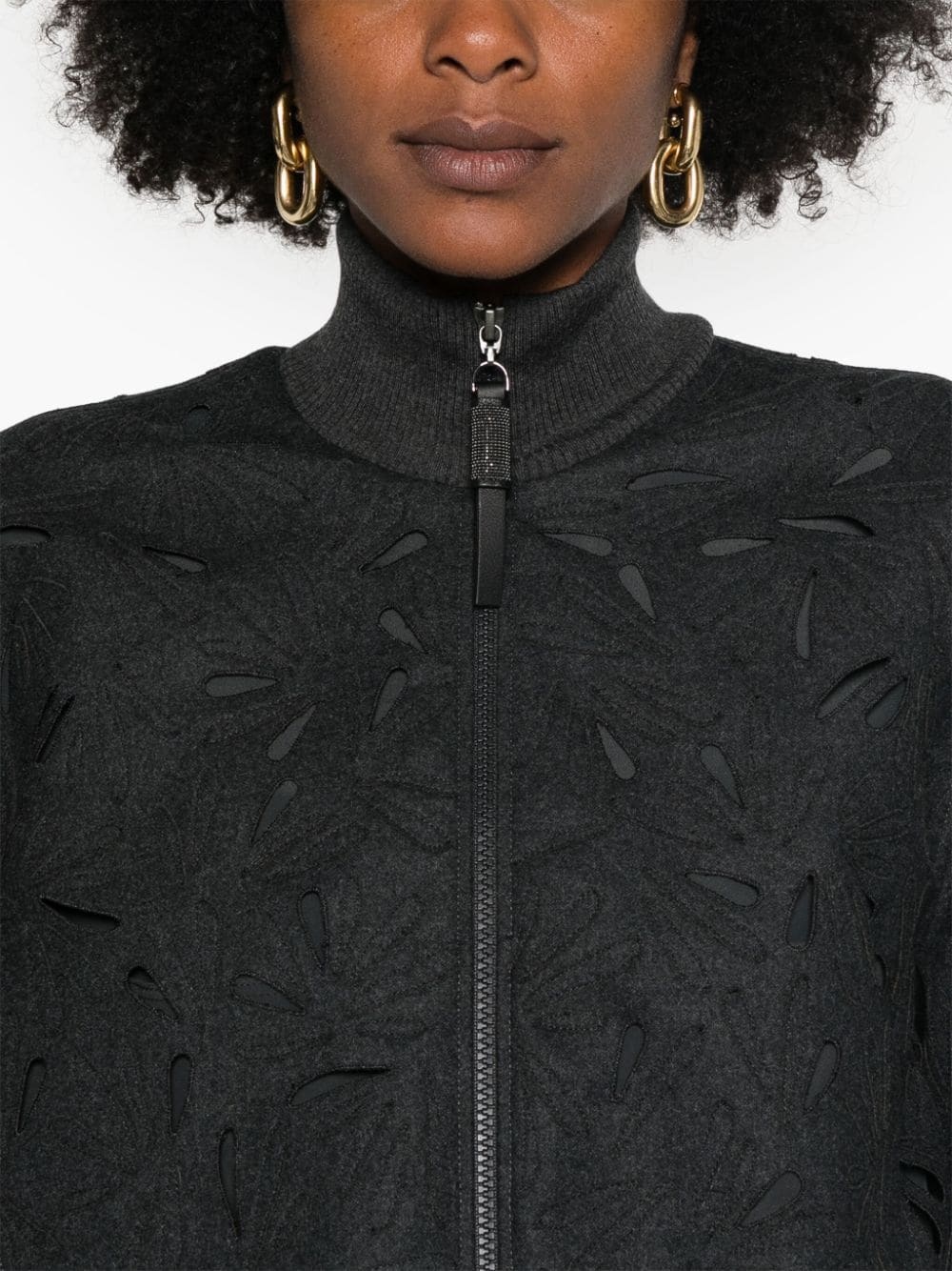 Monili-detail bomber jacket - 5