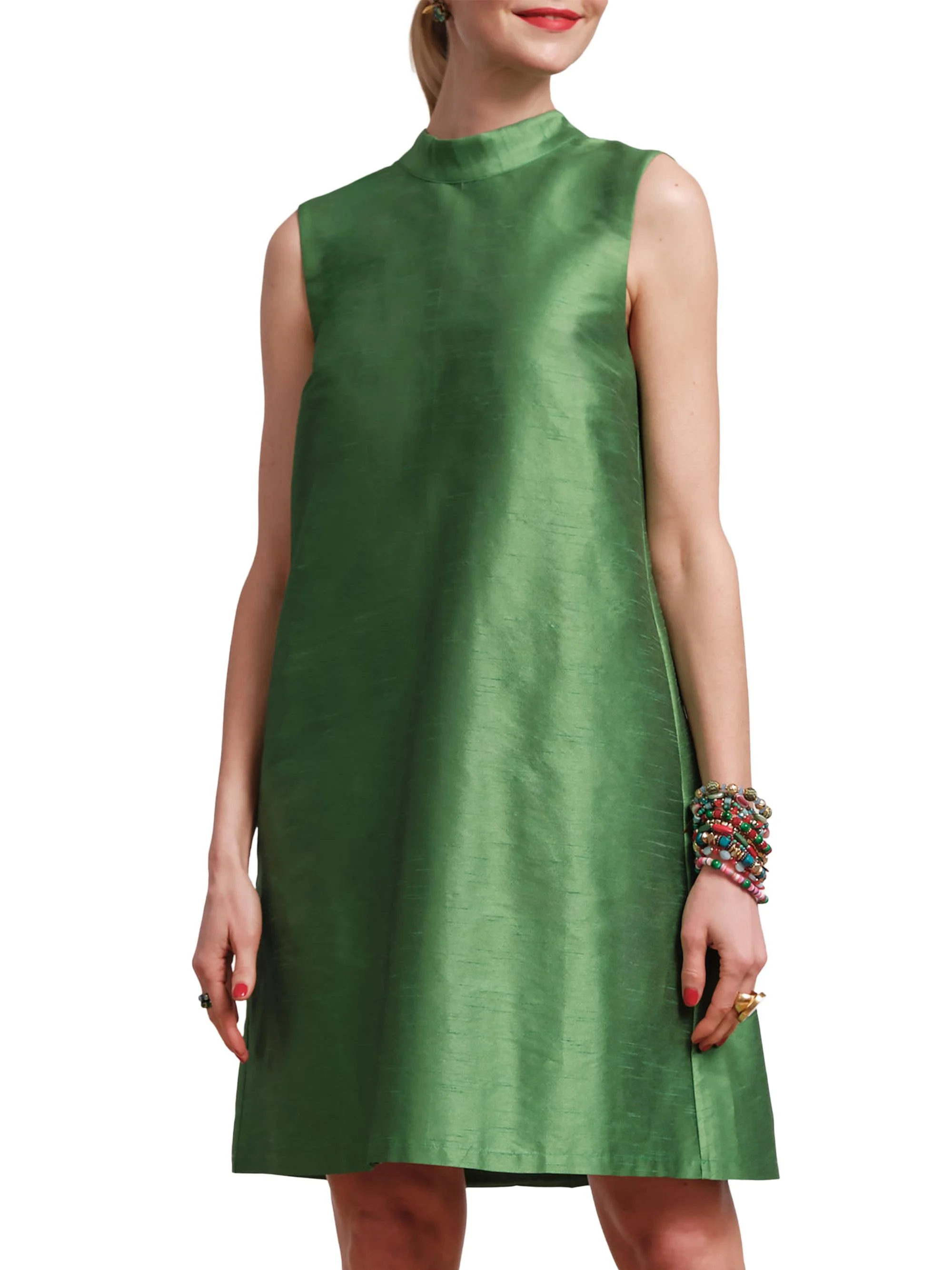 Women's Diplomat Mock Turtleneck Dress - Green - 1