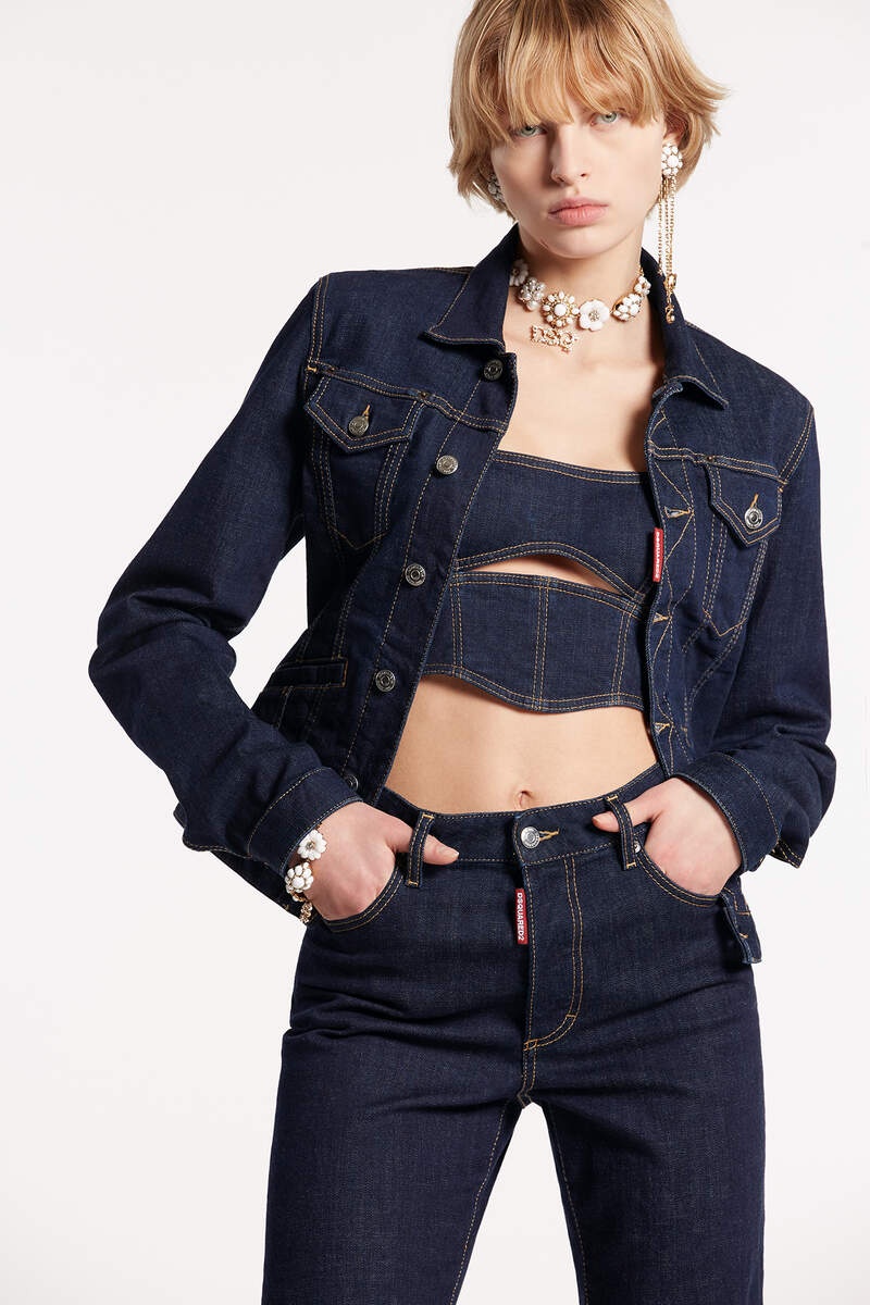 DARK RINSE WASH BOYFRIEND JEAN JACKET - 1
