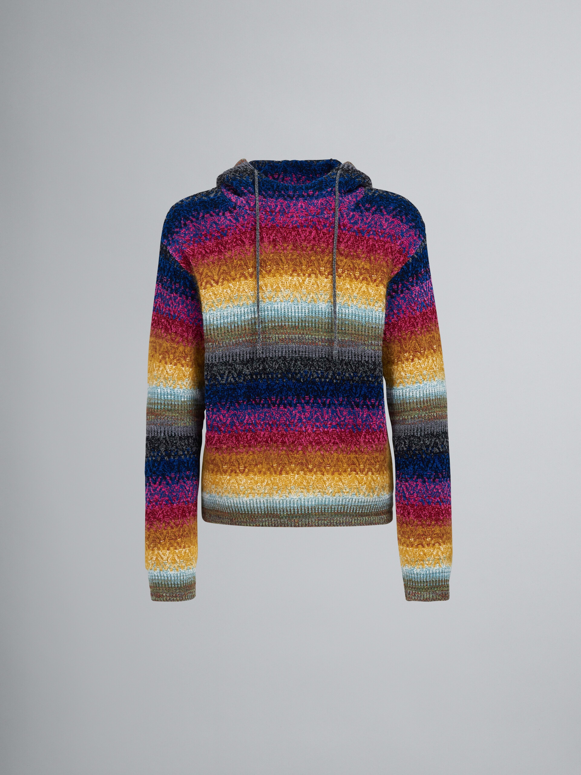 VISCOSE AND WOOL HOODED CREWNECK SWEATER - 1