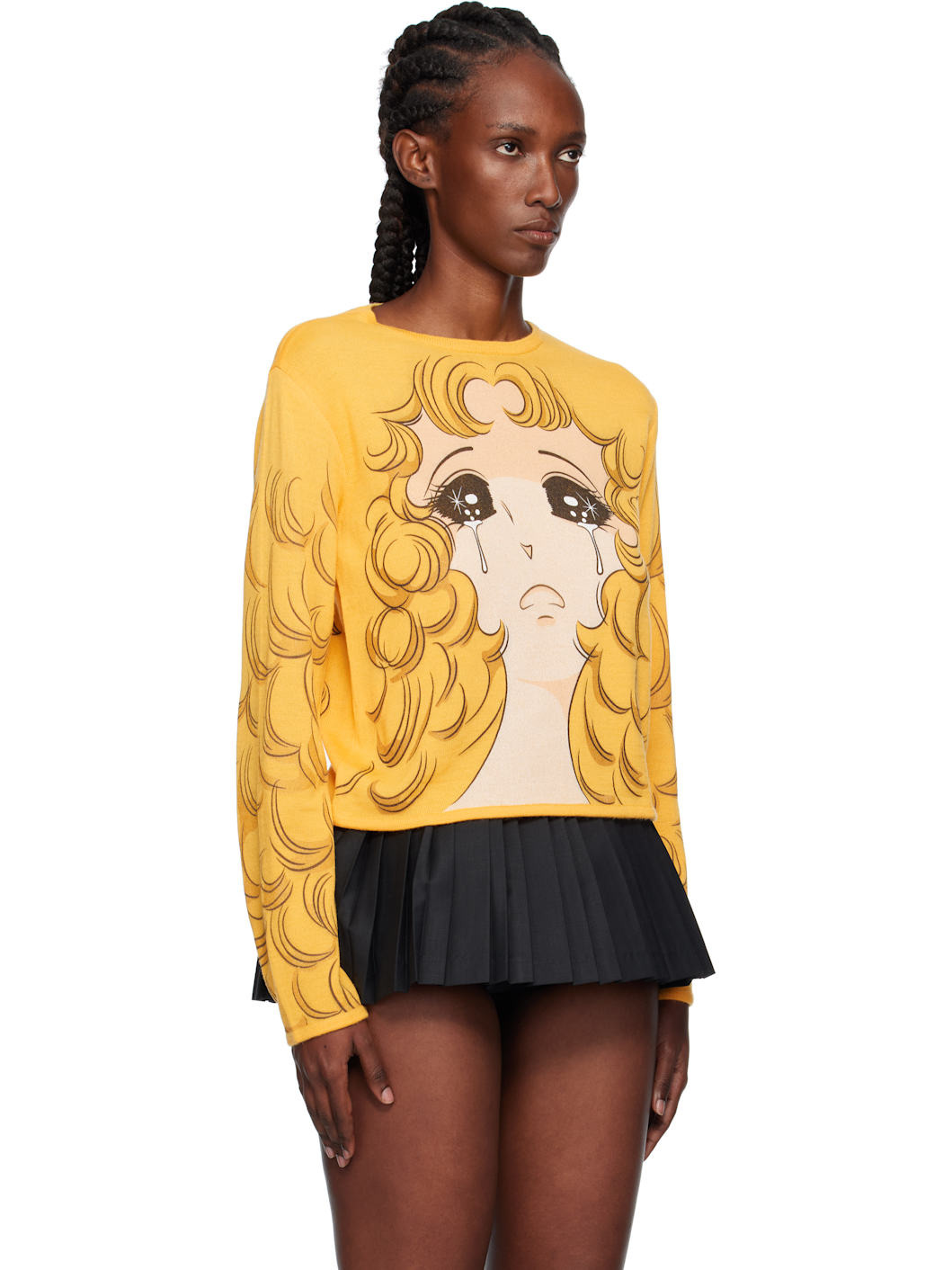 Yellow Crying Girl Fitted Knit Sweater - 2