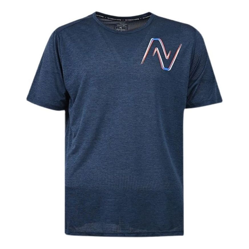 New Balance Impact Graphic Run Short Sleeve T-Shirt 'Navy' AMT21277-ECR - 1