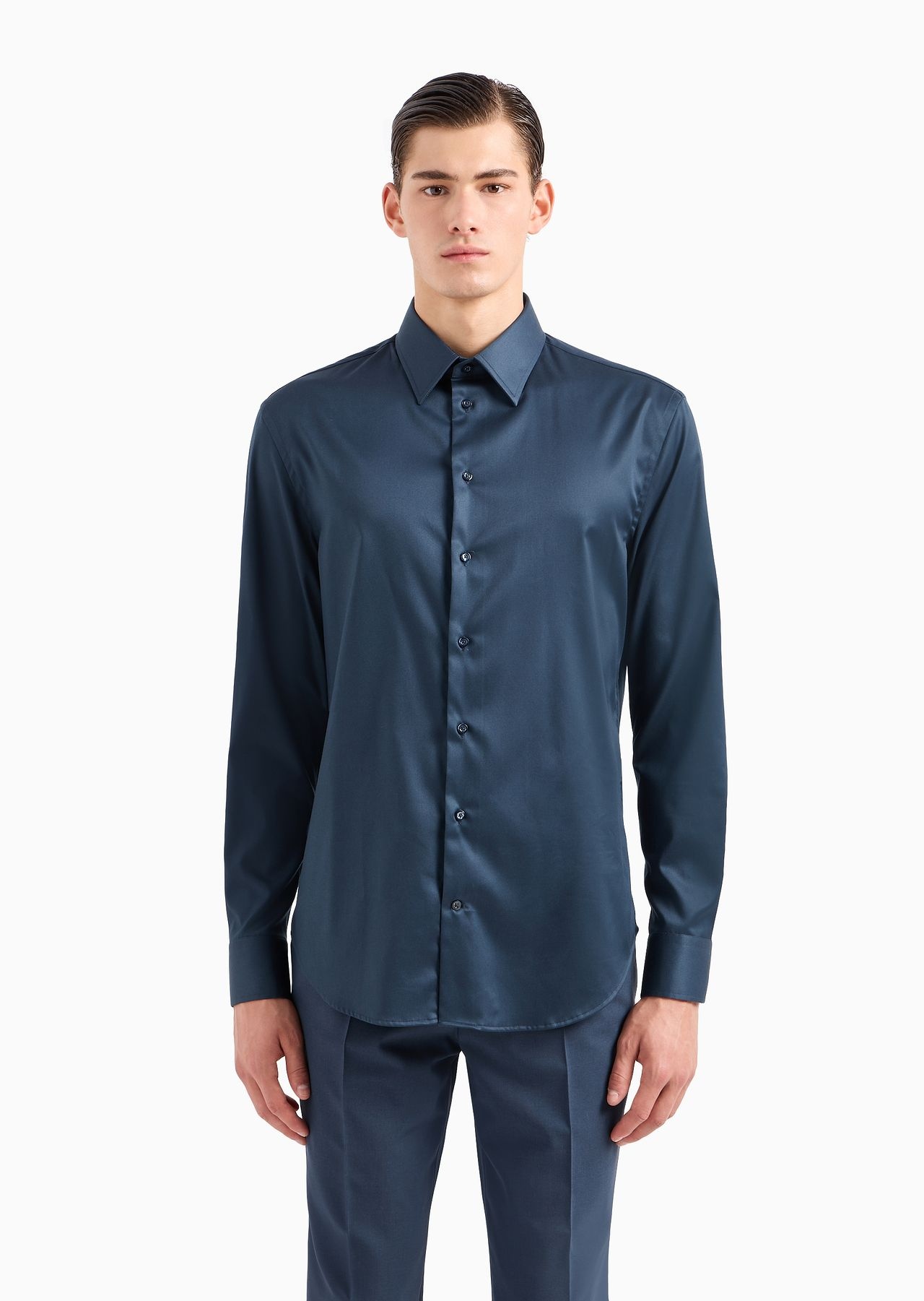 Modern-fit, stretch-cotton, non-iron shirt with a stiff collar - 2