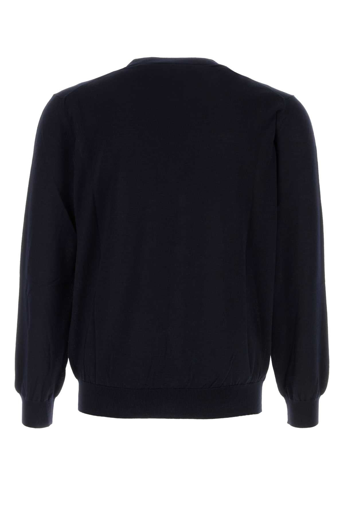 Fendi Men Midnight Blue Stretch Wool Cardigan - 2
