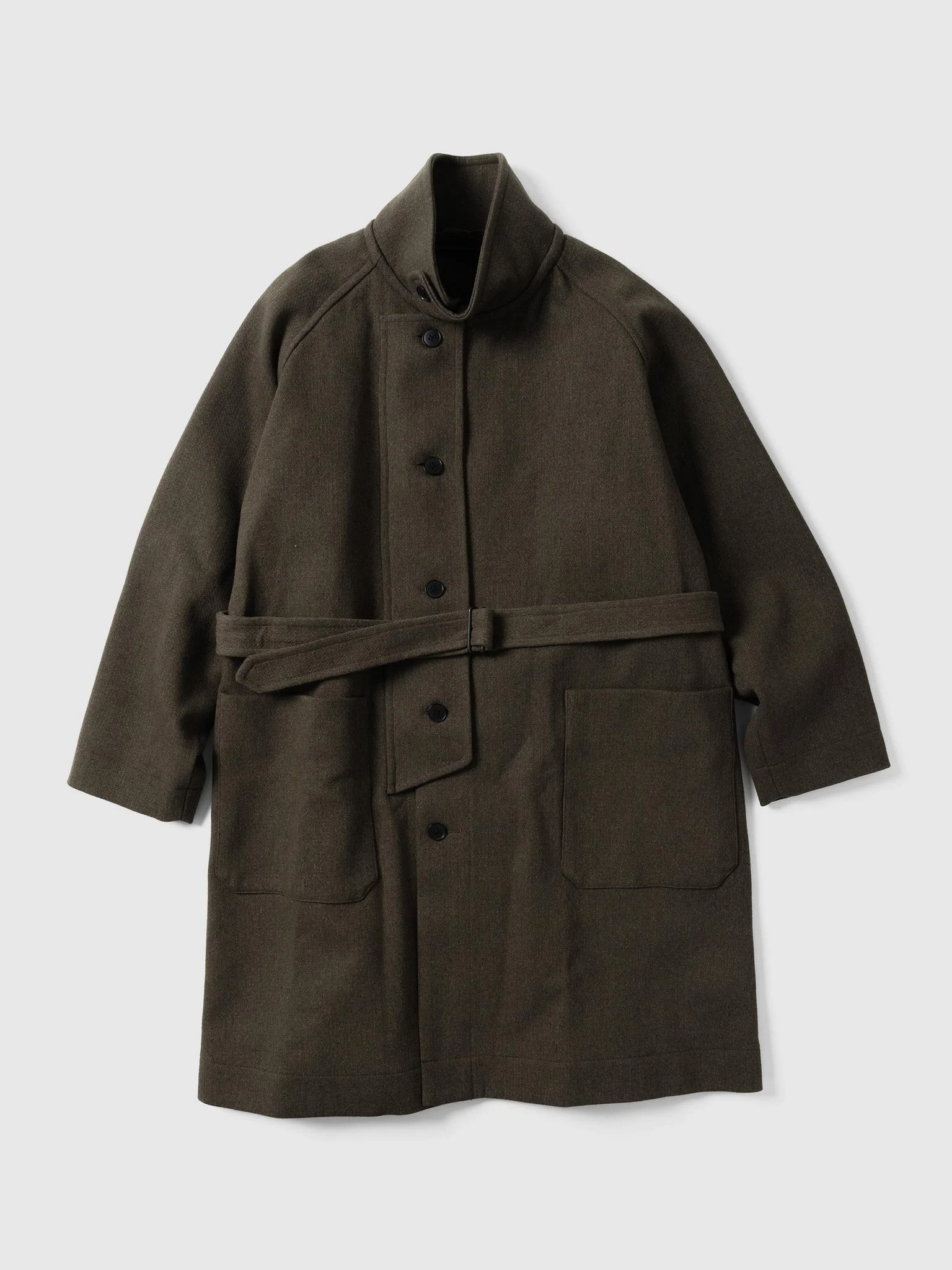 Stand Collar Coat Moss - 1