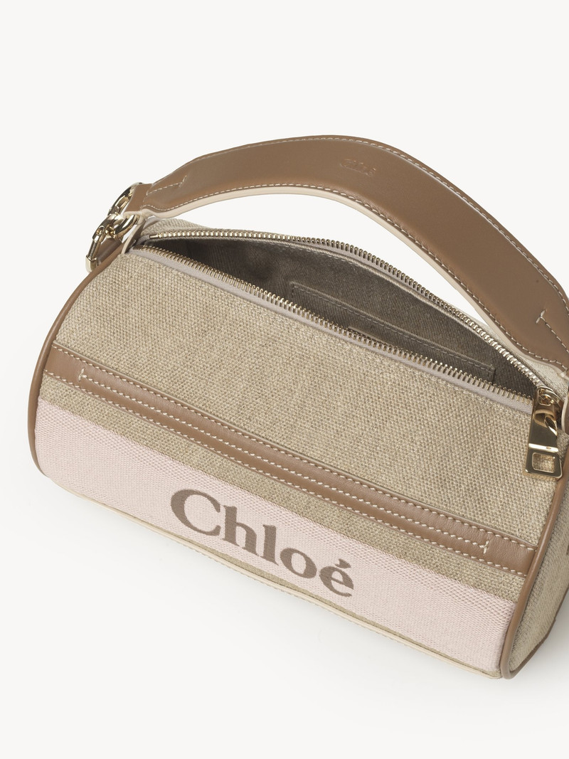 TUBE SHOULDER BAG IN LINEN & SMOOTH LEATHER 4