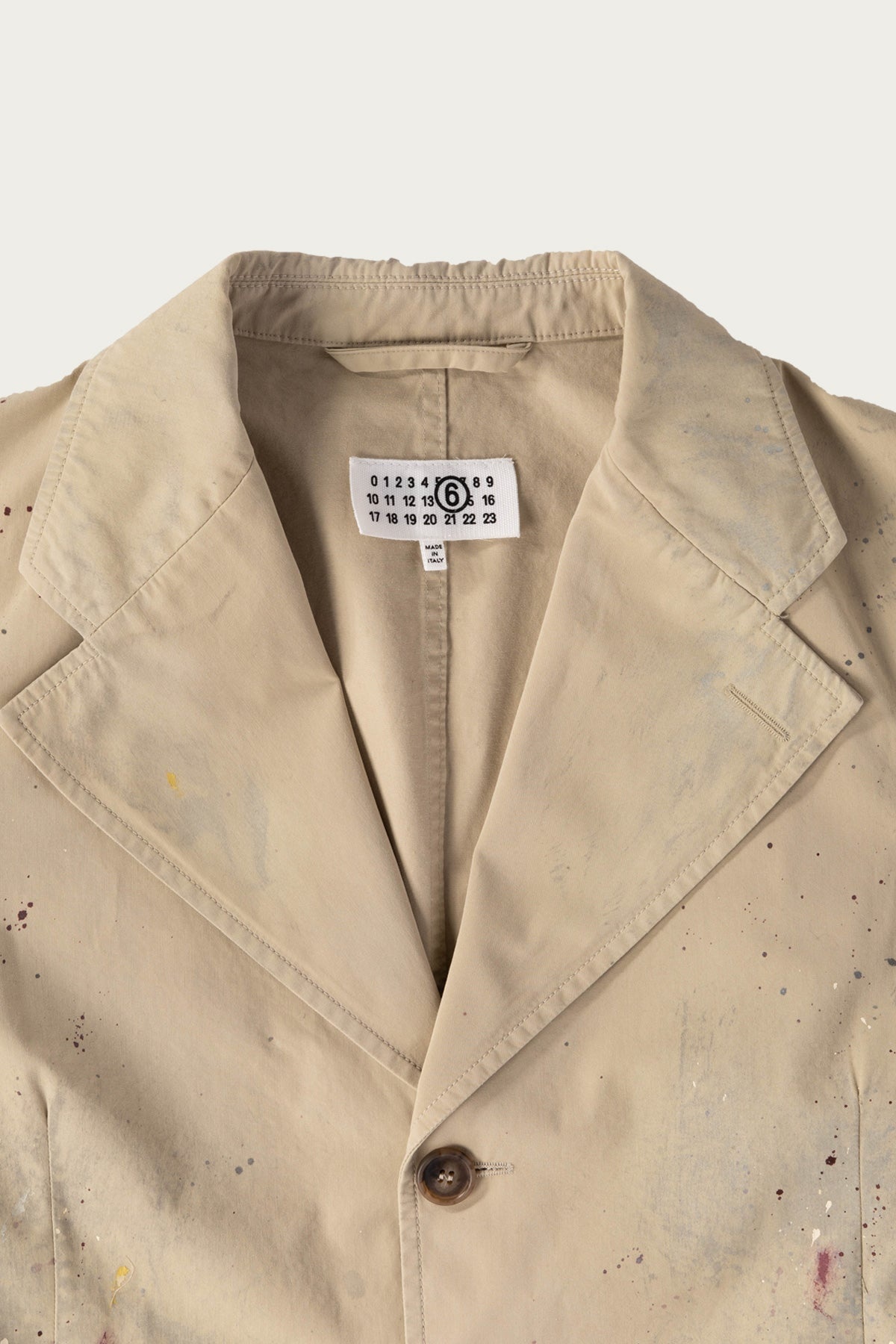 Single Breasted Paint Splatter Jacket - Sand Beige - 3