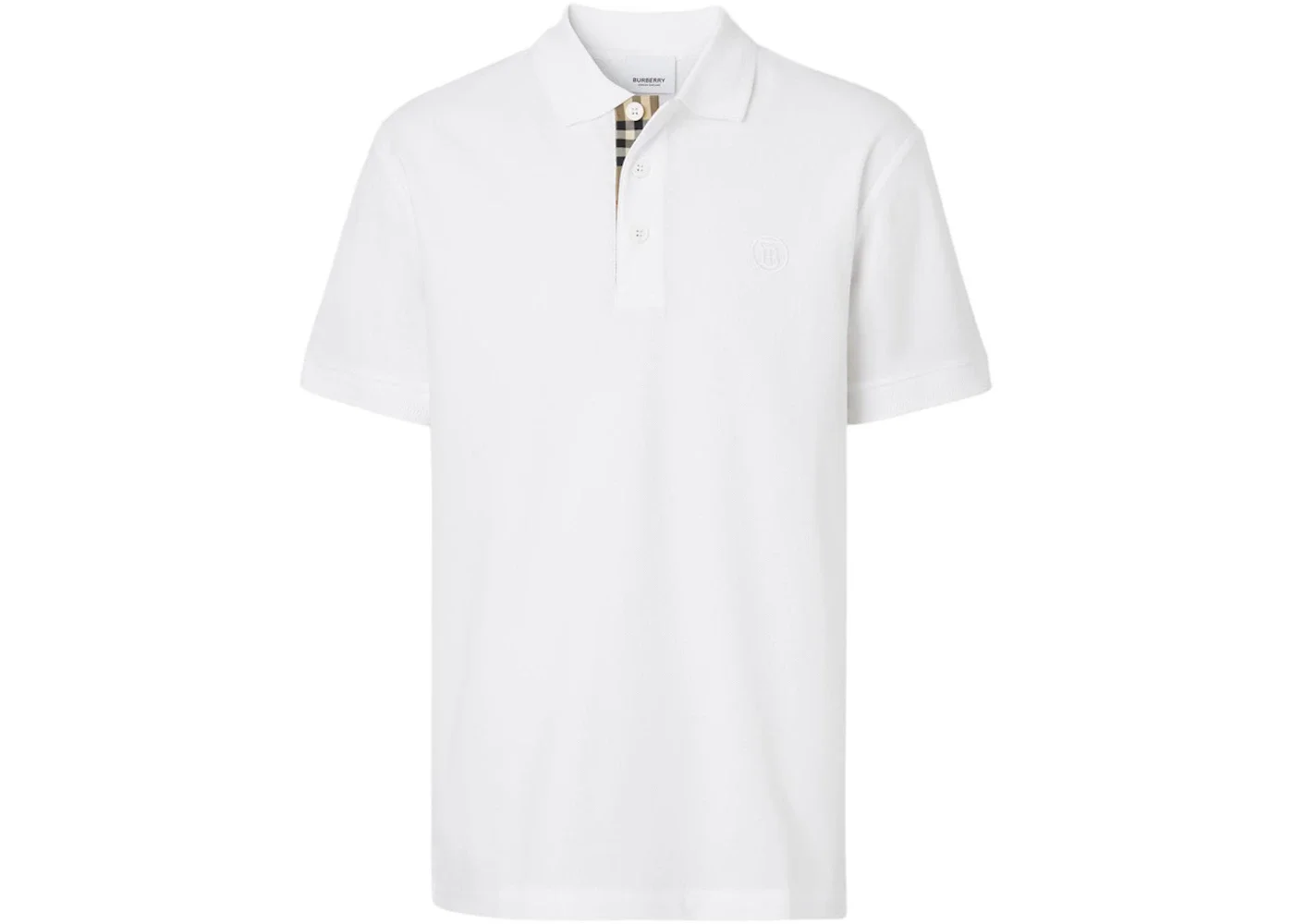 Burberry Monogram Motif Cotton Pique Polo White/Archive Beige - 1