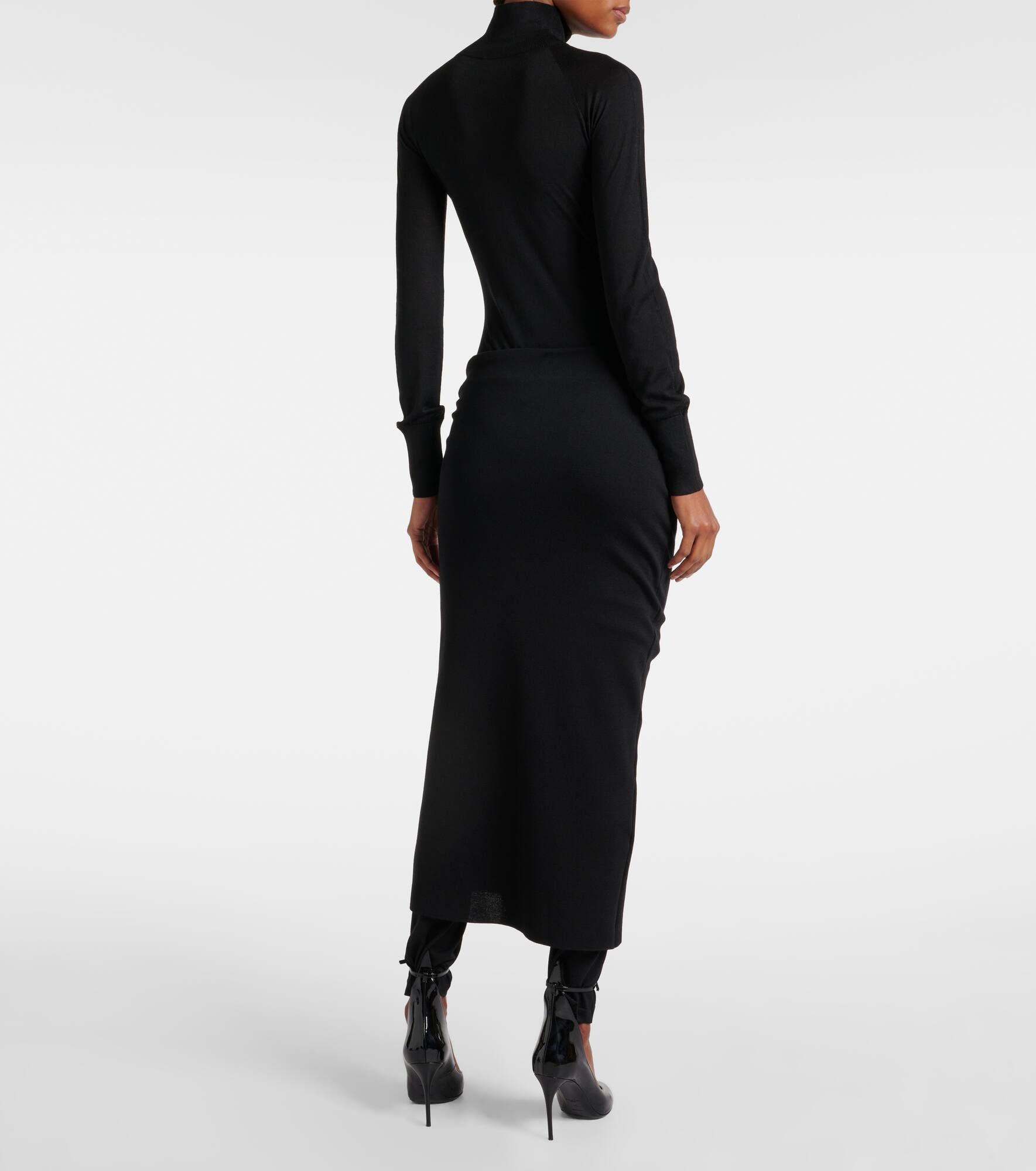 Ruched wool-blend skirt pants - 3