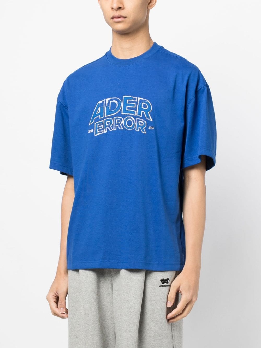 logo-embroidered drop shoulder T-shirt - 3