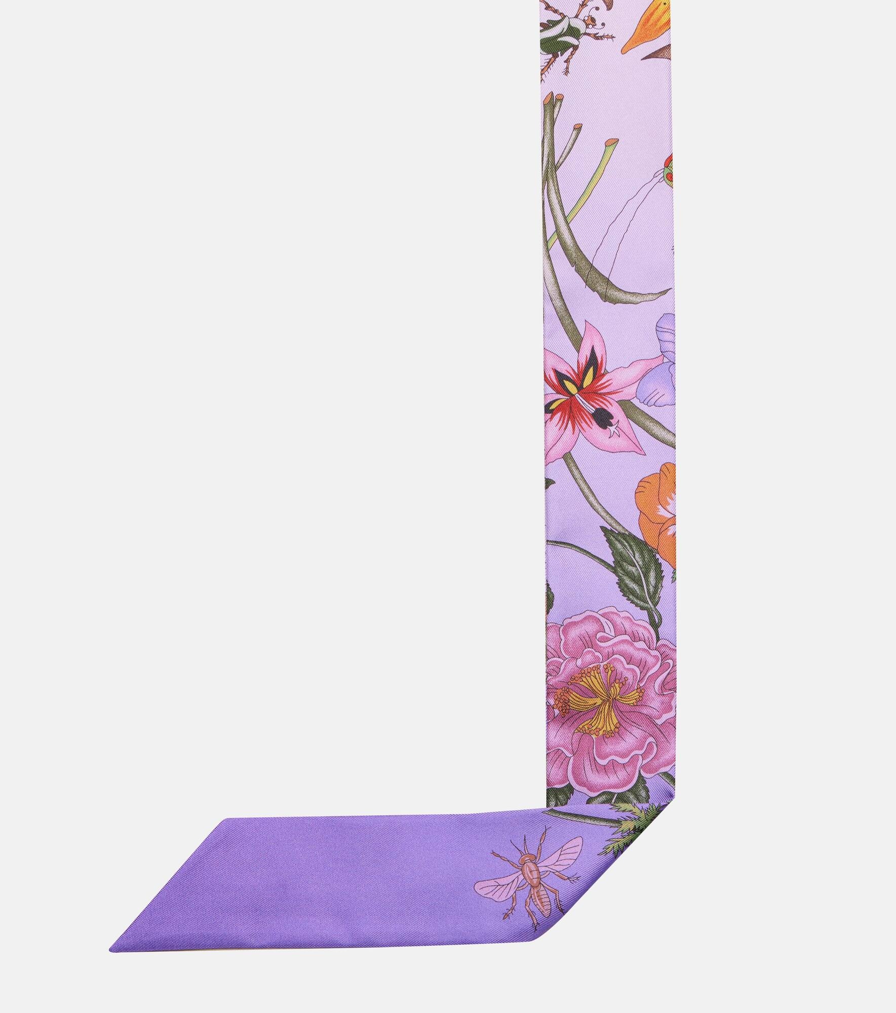 Floral silk twill scarf - 4