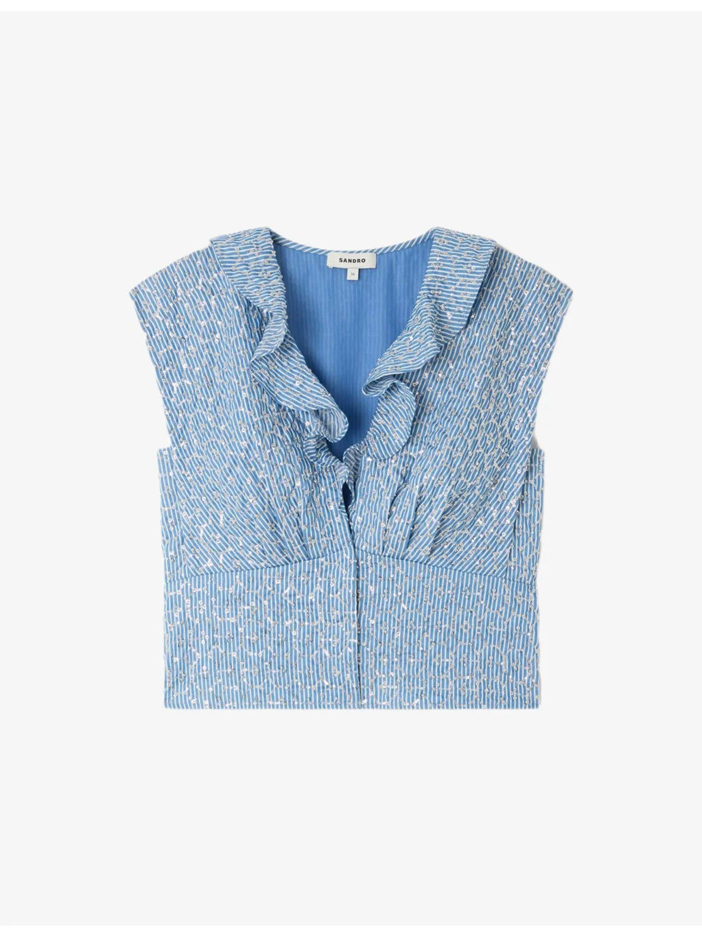 Ruffled Sequin-Embellished Lyocell Top - 1