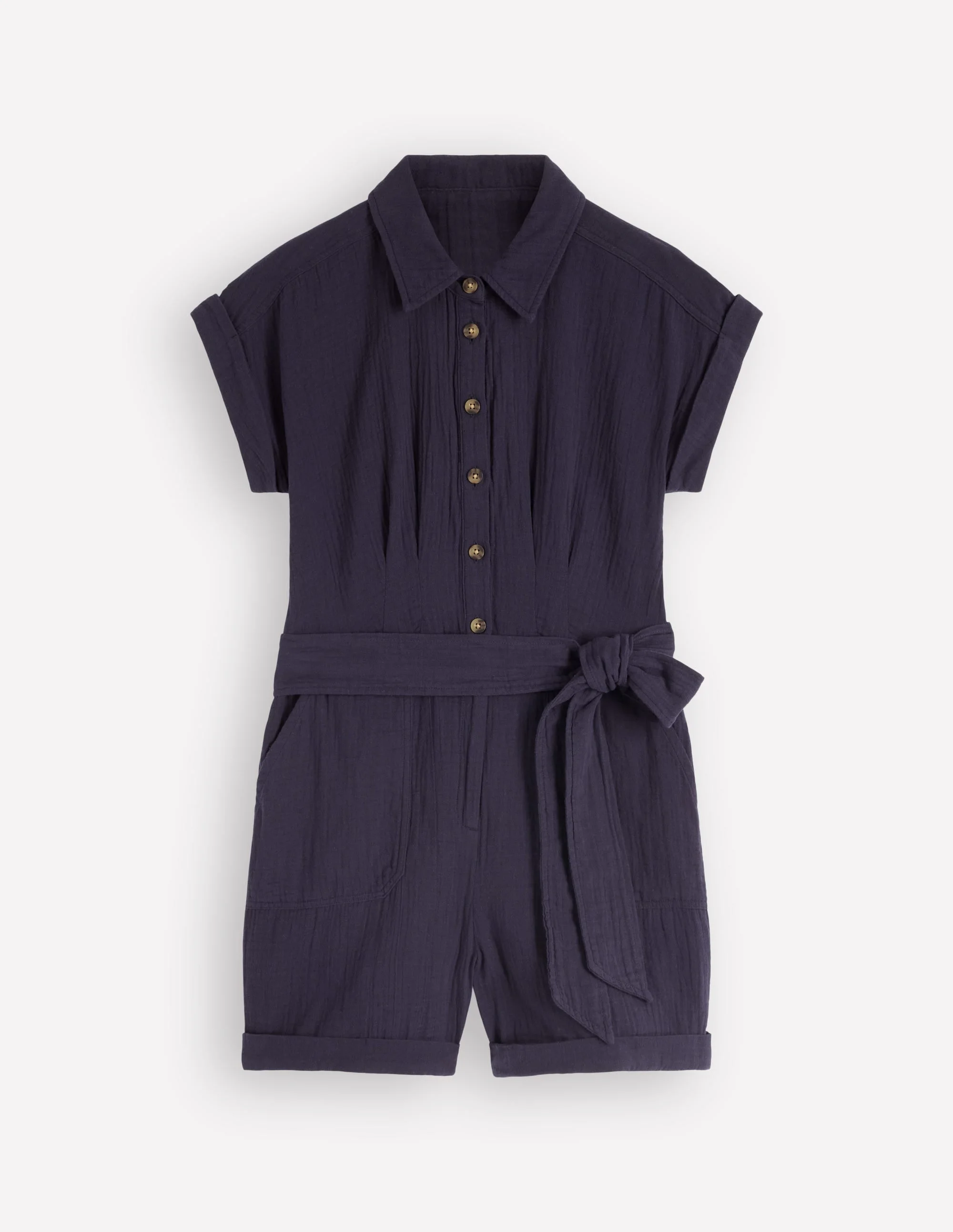 Kay Double Cloth Playsuit-Navy - 1